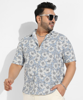 Instafab Plus Men Printed Casual Blue Shirt