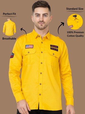 Modernity Men Printed Casual Yellow Shirt