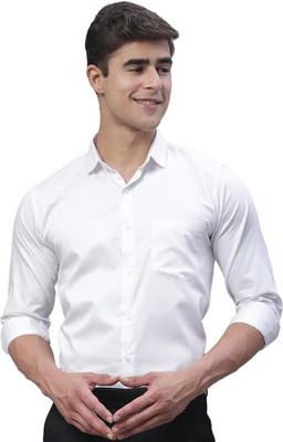 RAFSON Men Solid Formal White Shirt