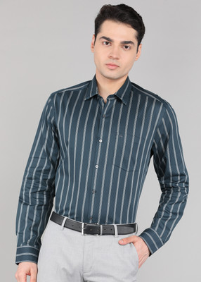 ARROW Men Striped Formal Green Shirt