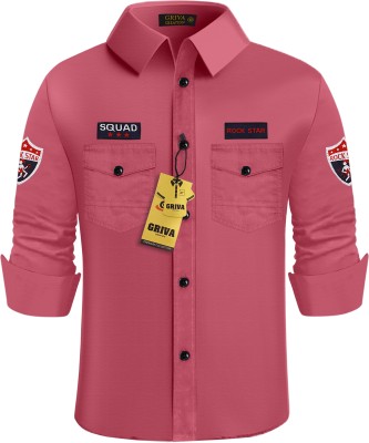Grivacreation Boys Solid Casual Pink Shirt