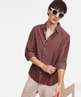 CAMPUS SUTRA Men Self Design Casual Brown Shirt