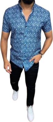 ALVIN ENTERPRISE Men Floral Print Casual Dark Blue Shirt