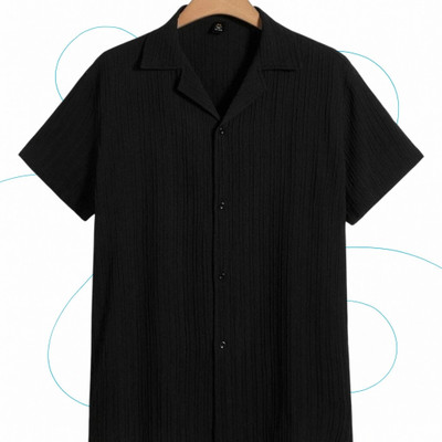 Look Trendy Men Self Design Casual Black Shirt