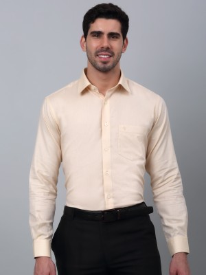 CANTABIL Men Self Design Formal Beige Shirt