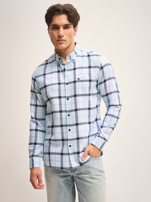THE BEAR HOUSE Men Checkered Casual Blue Shirt