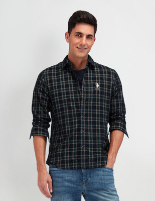 U.S. POLO ASSN. Men Checkered Casual Blue, Black Shirt