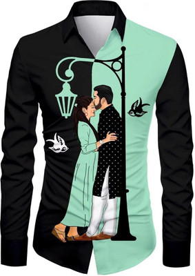 SHIV FASHION Men Printed Formal Light Green Shirt