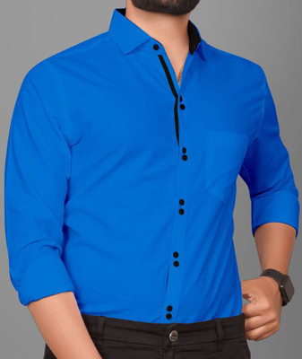 Tyzlo Men Solid Casual Light Blue Shirt