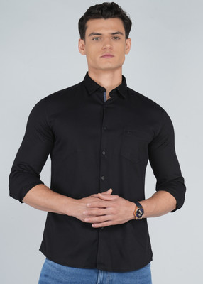 PARX Men Solid Casual Black Shirt