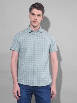 Canary London Men Printed Casual Light Green Shirt