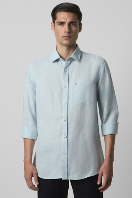 VAN HEUSEN Men Self Design Casual Blue Shirt