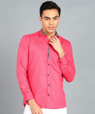 Webric Men Solid, Floral Print Casual Pink Shirt