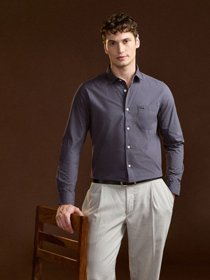 THE BEAR HOUSE Men Solid Formal Grey Shirt