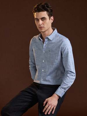 THE BEAR HOUSE Men Solid Casual Blue Shirt