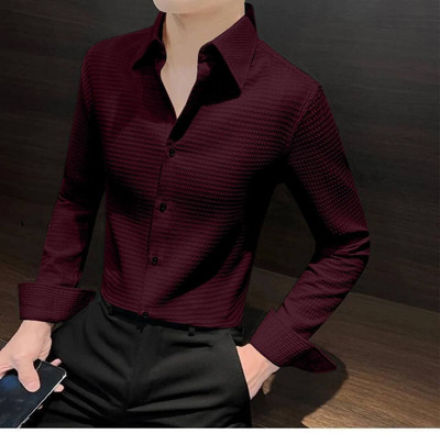 rocefas Men Checkered Casual Maroon Shirt