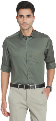 TURTLE Men Solid Formal Dark Green Shirt