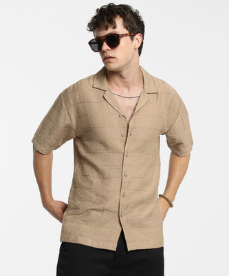 CAMPUS SUTRA Men Self Design Casual Brown Shirt
