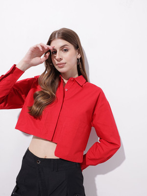 Dressberry Women Solid Casual Red Shirt