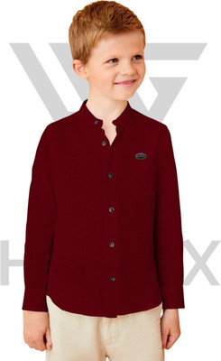 HG TAX Boys Solid Casual Maroon Shirt