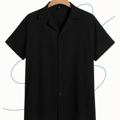 A Dearise Trend Men Self Design Casual Black Shirt
