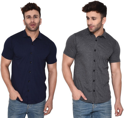 Lawful Casual Men Solid Casual Multicolor Shirt(Pack of 2)