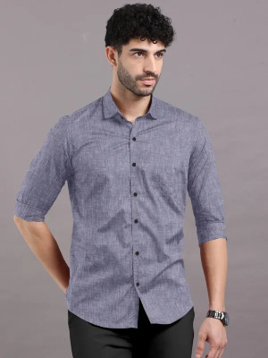 LOGICMART Men Self Design Casual Grey Shirt