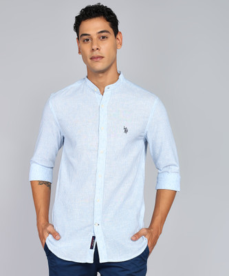 U.S. POLO ASSN. Men Self Design Casual Beige Shirt