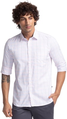 PARX Men Checkered Casual White, Light Blue Shirt