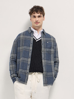 THE BEAR HOUSE Men Checkered Casual Blue Shirt