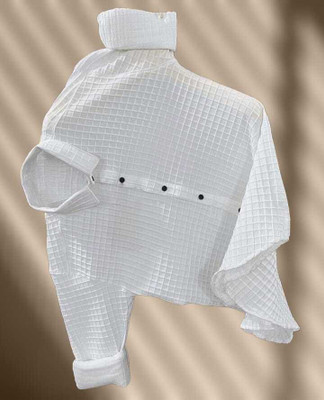 Frandoki Fashion Men Self Design Casual White Shirt