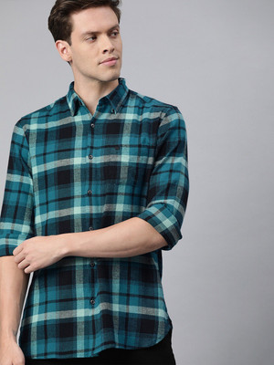 THE BEAR HOUSE Men Checkered Casual Light Blue Shirt