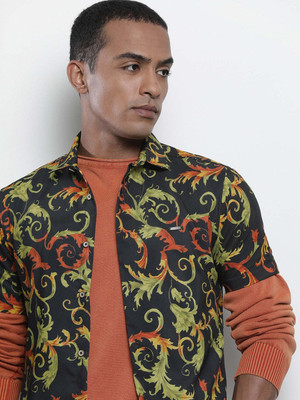 The Indian Garage Co. Men Floral Print Beach Wear Dark Blue Shirt