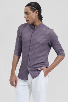 Snitch Men Self Design Casual Purple Shirt
