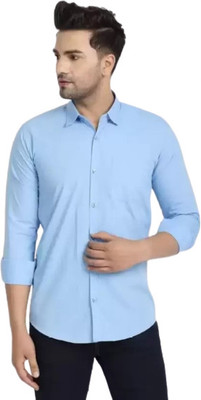 CHEAPSHIRTS Men Solid Casual Light Blue Shirt