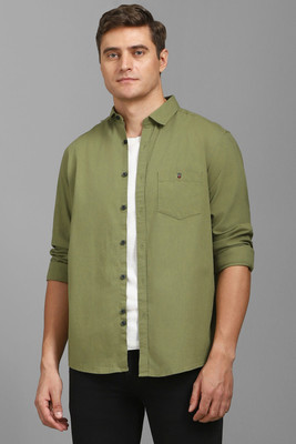 LOUIS PHILIPPE Men Solid Casual Green Shirt