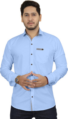 Shreehari Fashion Men Solid Casual Light Blue Shirt