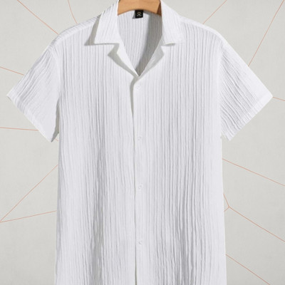 Dharamraj Fashion Men Self Design Casual White Shirt