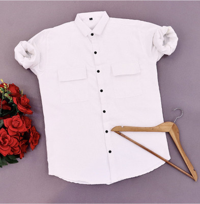 SHFASHION Men Self Design Casual Pink Shirt