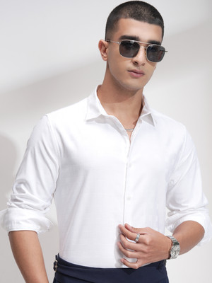 HIGHLANDER Men Self Design Casual White Shirt