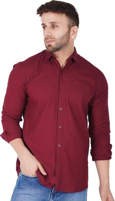 Wristy Men Solid Casual Maroon Shirt