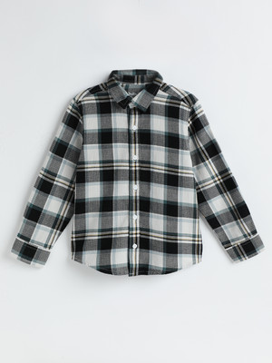 milou Boys Checkered Casual Grey Shirt