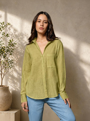 METRONAUT Women Solid Casual Green Shirt