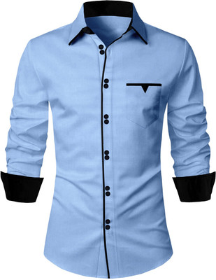 Shirtsqure Men Solid Casual Light Blue Shirt