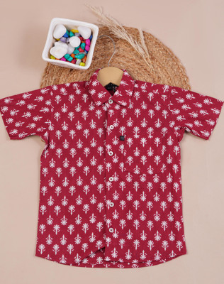 BOUGHT FIRST Boys Printed Casual Red Shirt