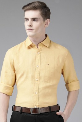 VAN HEUSEN Men Solid Formal Yellow Shirt