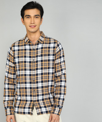 WROGN Men Checkered Casual Yellow, White, Black Shirt