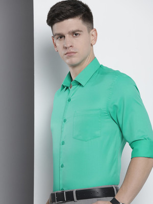 The Indian Garage Co. Men Solid Formal Green Shirt