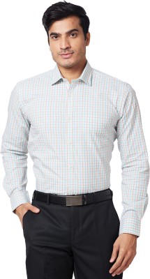 PARK AVENUE Men Checkered Formal White, Blue, Brown Shirt