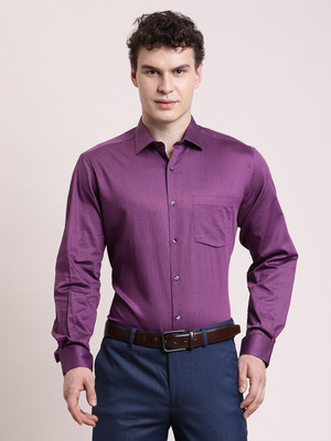 TURTLE Men Self Design Formal Purple Shirt